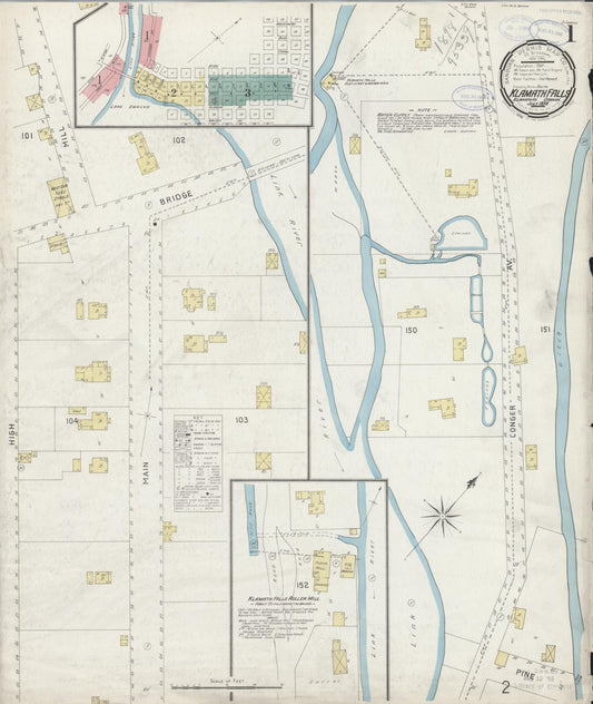 Sanborn Fire Insurance Map from Klamath Falls, Klamath County, Oregon. (1898) – Historic Sanborn Fire Insurance Map Print