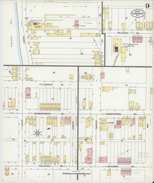 Sanborn Fire Insurance Map from Sunbury, Northumberland County, Pennsylvania (1901), Sheet #0009 - Historic Sanborn Fire Insurance Map Print, vintage old map wall art, antique decor, genealogy gift, Pennsylvania Pennsylvania map