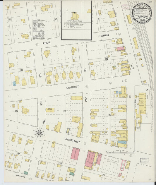Sanborn Fire Insurance Map from Thayer, Oregon County, Missouri (1894), Sheet #0001 - Historic Sanborn Fire Insurance Map Print, vintage old map wall art, antique decor, genealogy gift, Missouri Missouri map