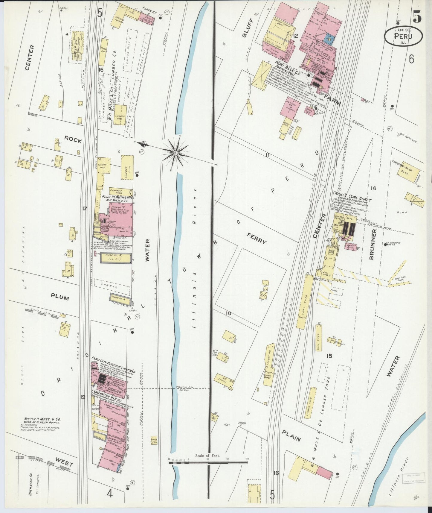 Sanborn Fire Insurance Map from Peru, La Salle County, Illinois (1909), Sheet #0005 - Complete Map Set gallery image, historic Sanborn map, vintage wall art, Illinois Illinois