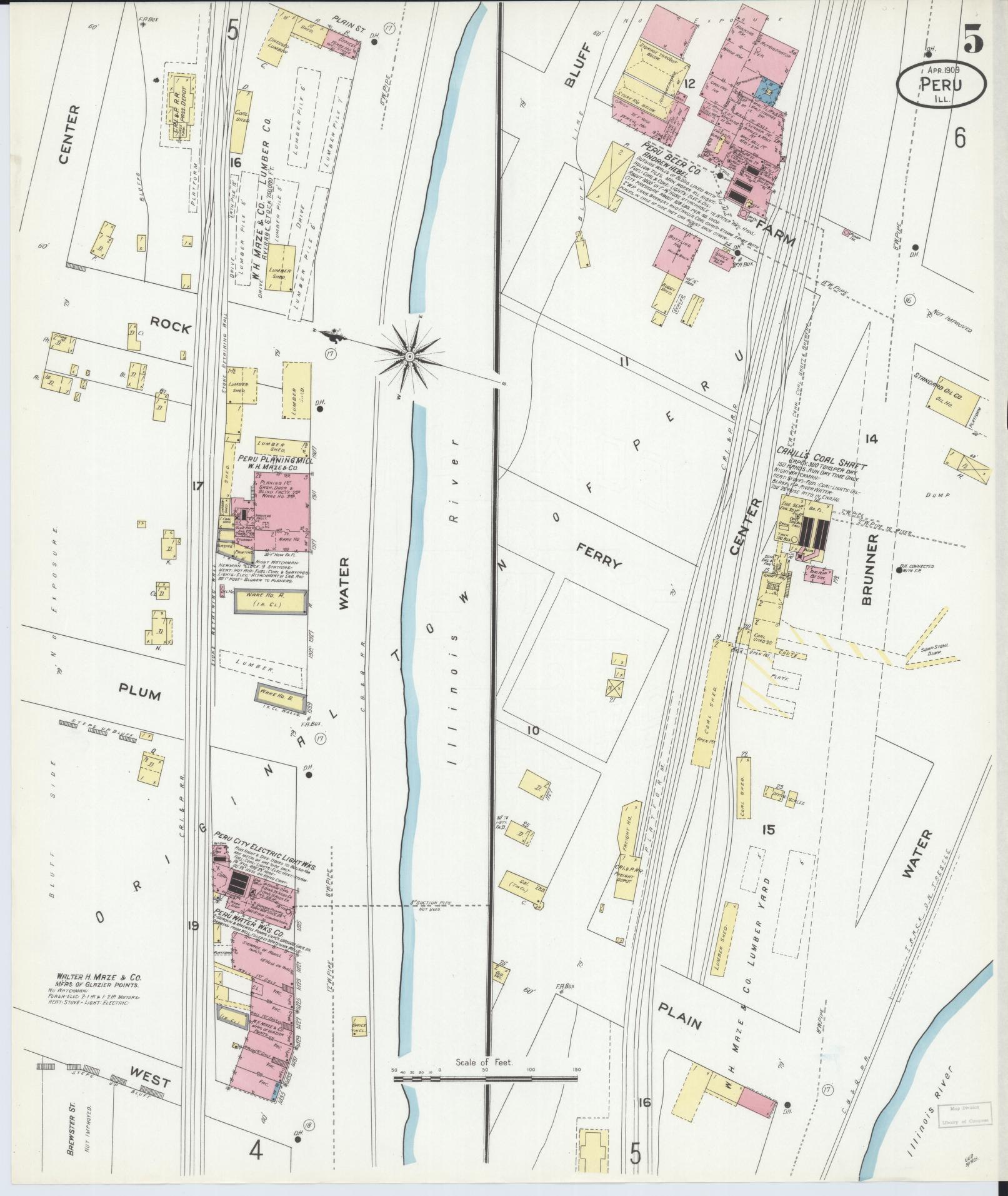 Sanborn Fire Insurance Map from Peru, La Salle County, Illinois (1909), Sheet #0005 - Complete Map Set gallery image, historic Sanborn map, vintage wall art, Illinois Illinois