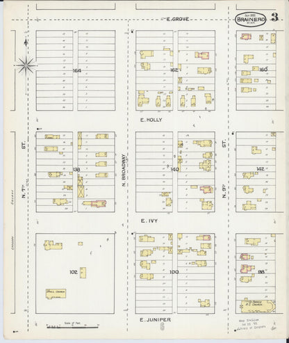 Sanborn Fire Insurance Map from Brainerd, Crow Wing County, Minnesota (1892), Sheet #0003 - Complete Map Set gallery image, historic Sanborn map, vintage wall art, Minnesota Minnesota