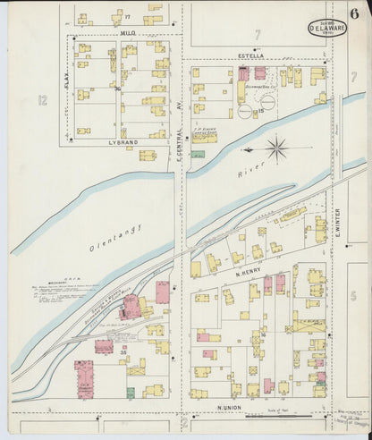 Sanborn Fire Insurance Map from Delaware, Delaware County, Ohio (1895), Sheet #0006 - Complete Map Set gallery image, historic Sanborn map, vintage wall art, Sanborn Fire Insurance Map from Delaware Delaware