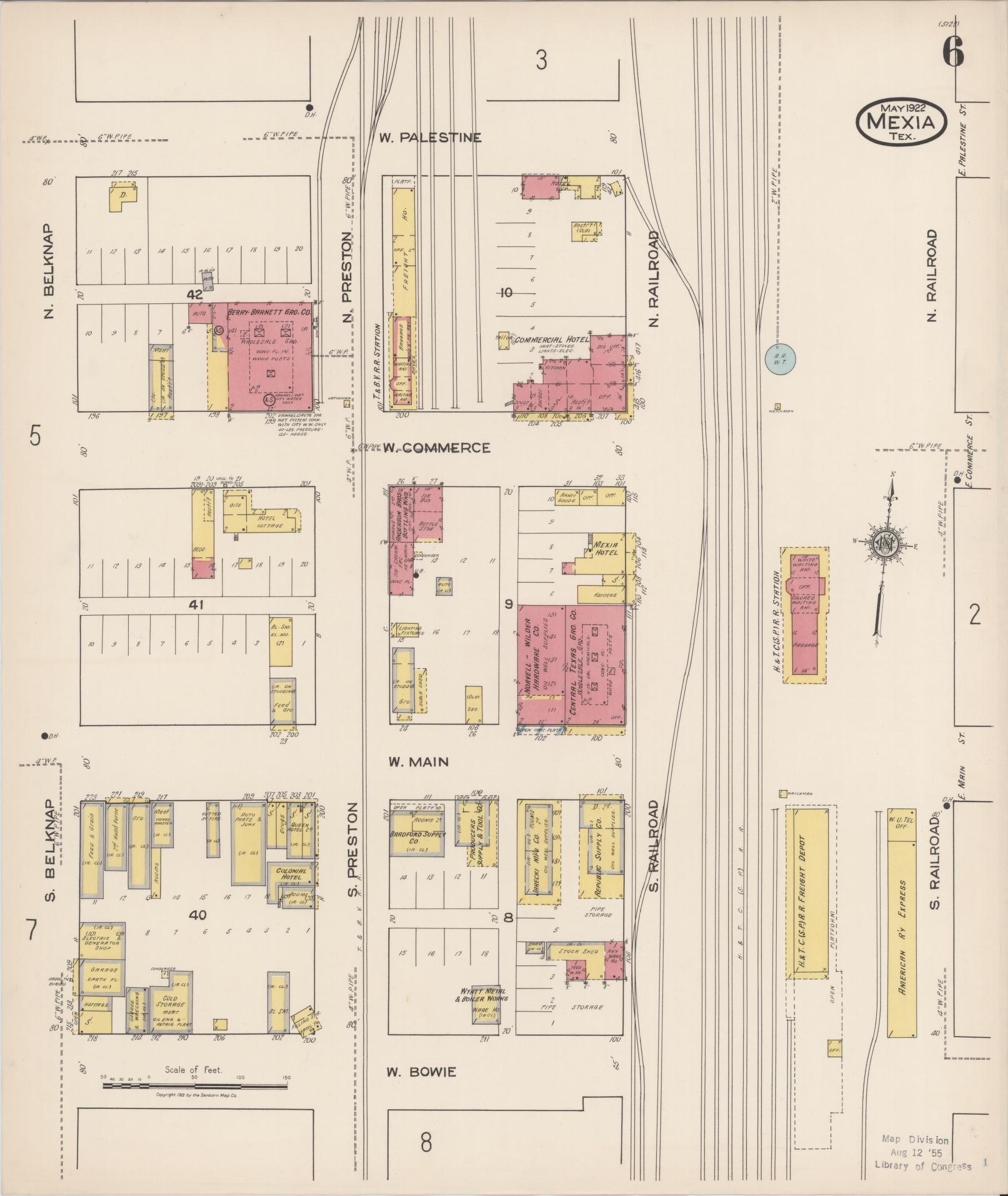 Sanborn Fire Insurance Map from Mexia, Limestone County, Texas (1922), Sheet #0006 - Historic Sanborn Fire Insurance Map Print, vintage old map wall art, antique decor, genealogy gift, Texas Texas map
