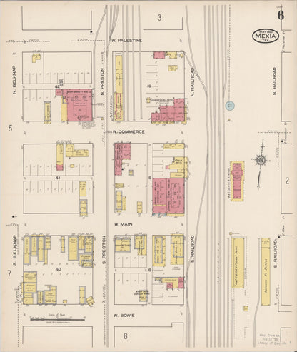 Sanborn Fire Insurance Map from Mexia, Limestone County, Texas (1922), Sheet #0006 - Historic Sanborn Fire Insurance Map Print, vintage old map wall art, antique decor, genealogy gift, Texas Texas map