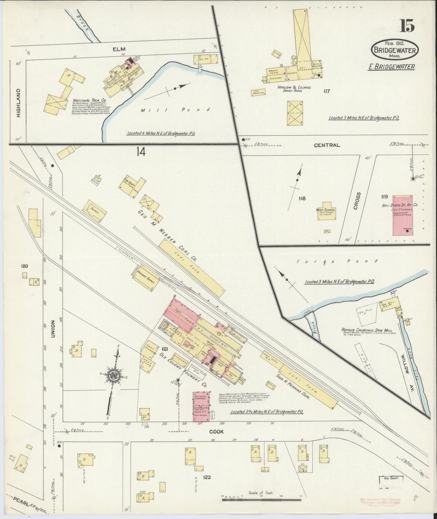 Sanborn Fire Insurance Map from Bridgewater, Plymouth County, Massachusetts (1912), Sheet #0015 - Complete Map Set gallery image, historic Sanborn map, vintage wall art, Massachusetts Massachusetts