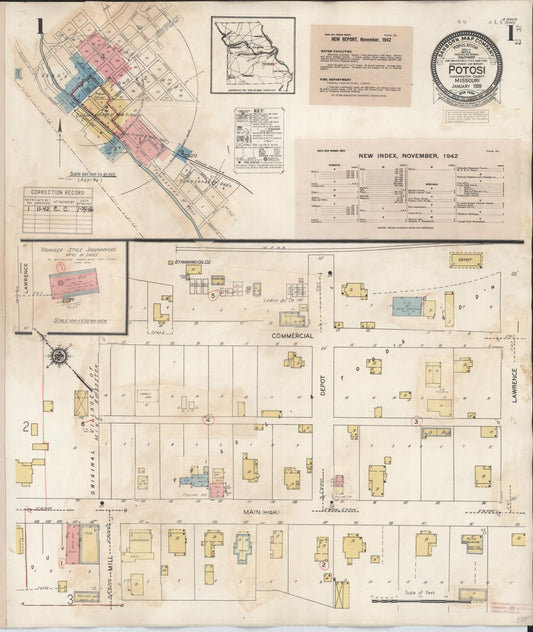 Sanborn Fire Insurance Map from Potosi, Washngton County, Missouri. (1942) – Historic Sanborn Fire Insurance Map Print