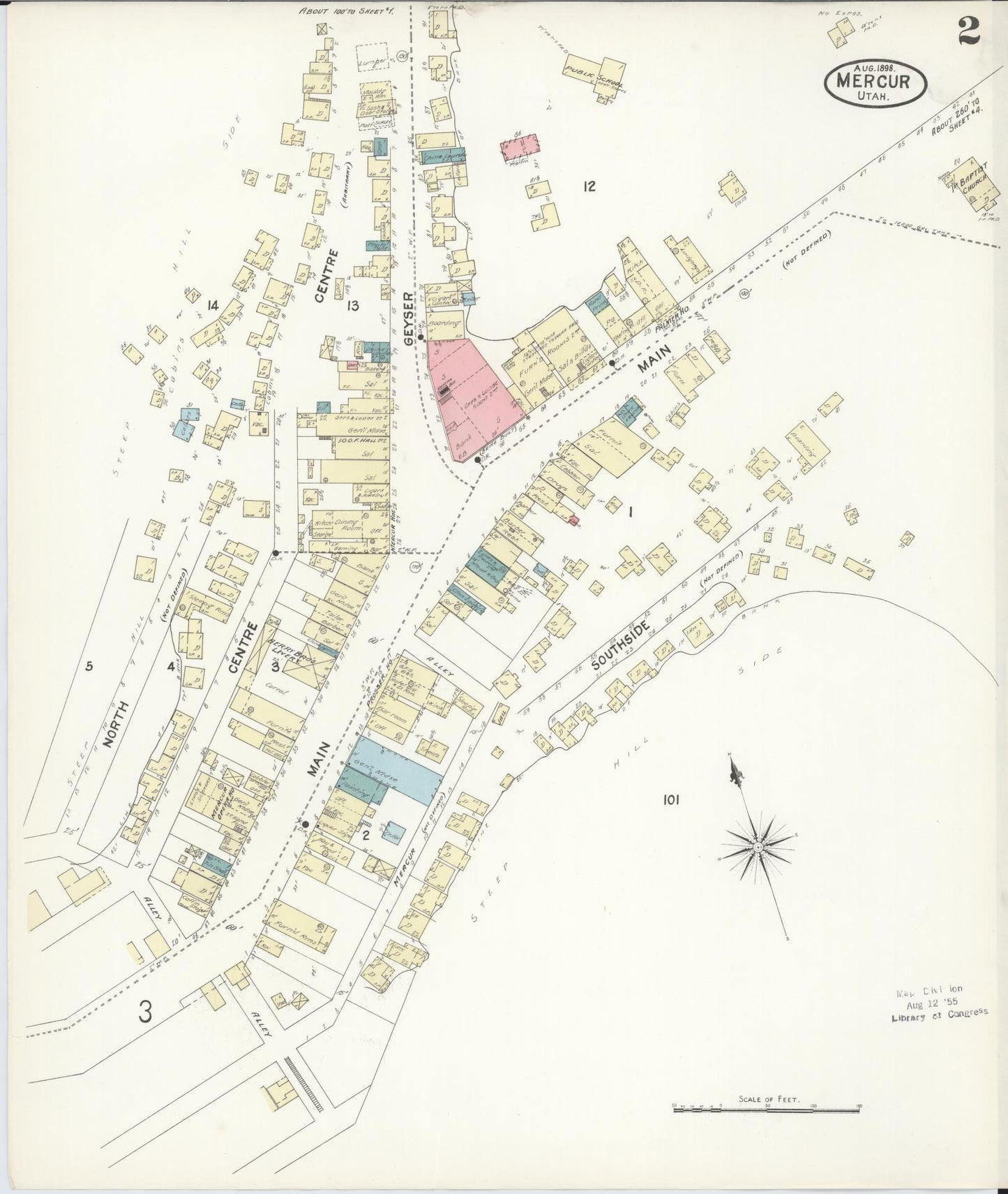 Sanborn Fire Insurance Map from Mercur, Toele County, Utah (1898), Sheet #0002 - Complete Map Set gallery image, historic Sanborn map, vintage wall art, Utah Utah