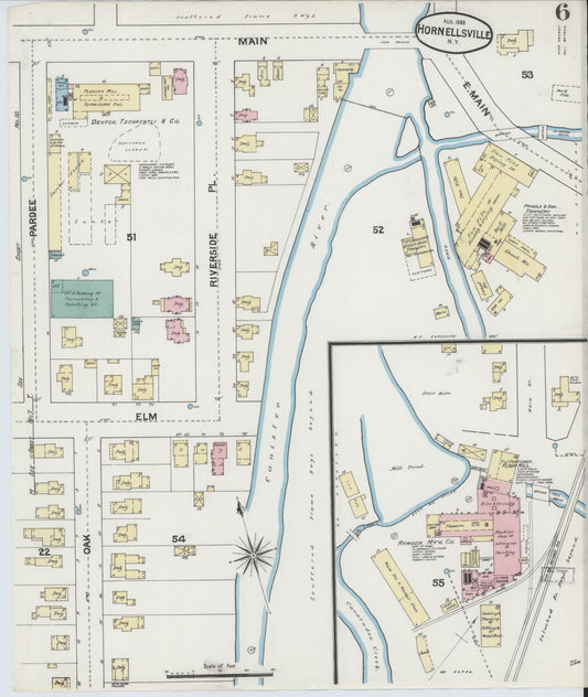 Sanborn Fire Insurance Map from Hornell, Steuben County, New York (1888), Sheet #0006 - Historic Sanborn Fire Insurance Map Print, vintage old map wall art, antique decor, genealogy gift, New York New York map
