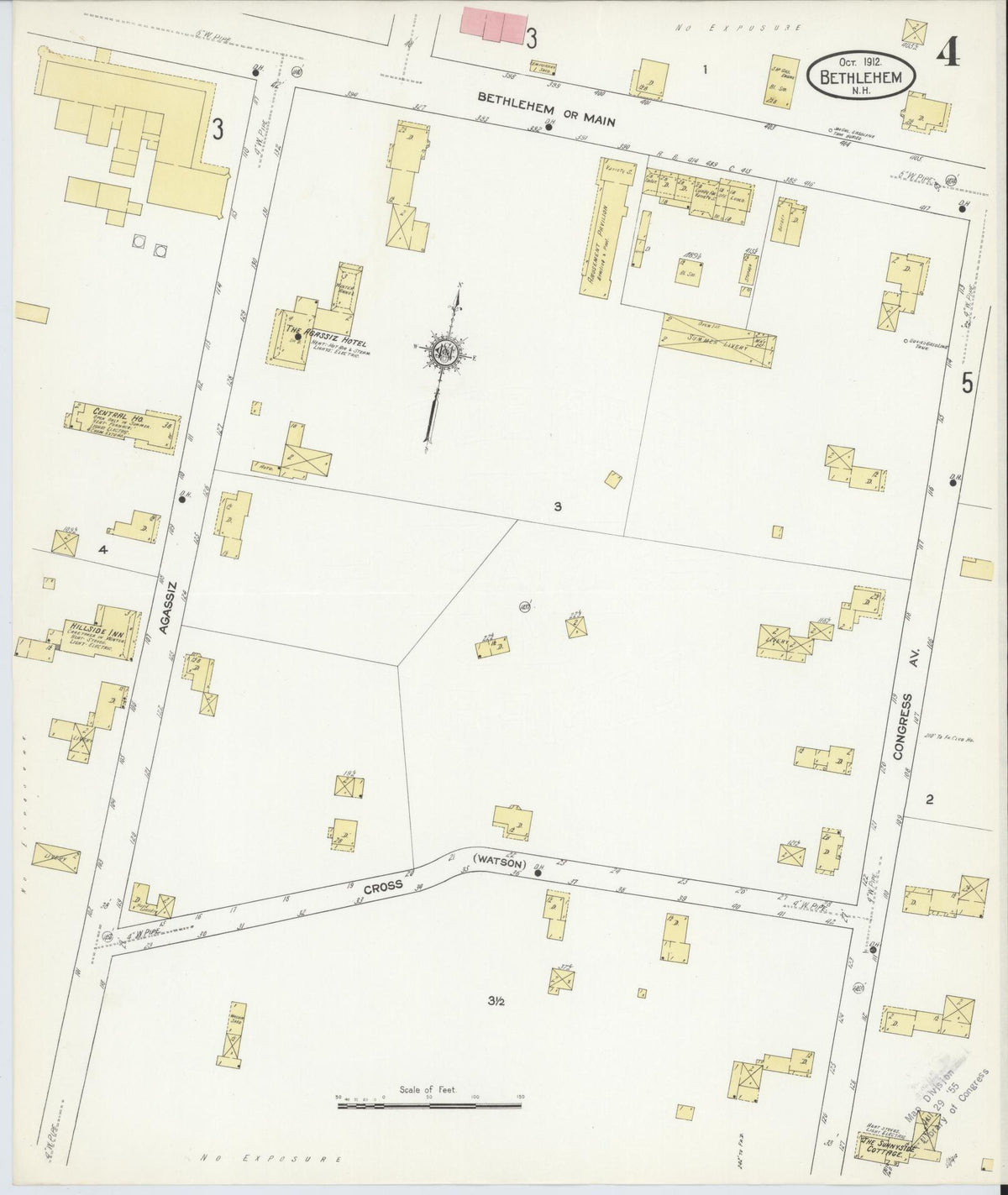Sanborn Fire Insurance Map from Bethlehem, Grafton County, New Hampshire (1912), Sheet #0004 - Complete Map Set gallery image, historic Sanborn map, vintage wall art, New Hampshire New Hampshire