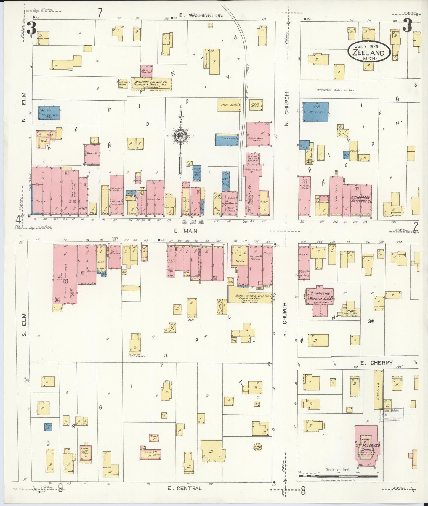 Sanborn Fire Insurance Map from Zeeland, Ottawa County, Michigan (1923), Sheet #0003 - Historic Sanborn Fire Insurance Map Print, vintage old map wall art, antique decor, genealogy gift, Michigan Michigan map