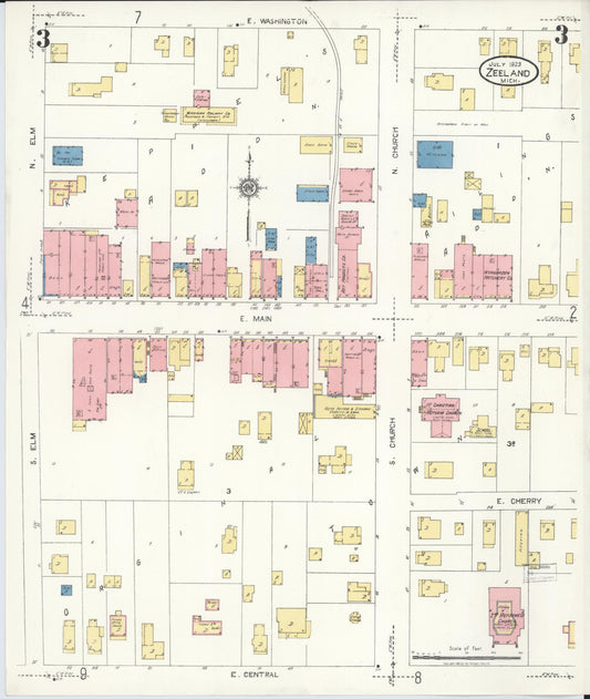 Sanborn Fire Insurance Map from Zeeland, Ottawa County, Michigan (1923), Sheet #0003 - Historic Sanborn Fire Insurance Map Print, vintage old map wall art, antique decor, genealogy gift, Michigan Michigan map