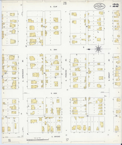 Sanborn Fire Insurance Map from Guthrie, Logan County, Oklahoma (1908), Sheet #0022 - Complete Map Set gallery image, historic Sanborn map, vintage wall art, Oklahoma Oklahoma