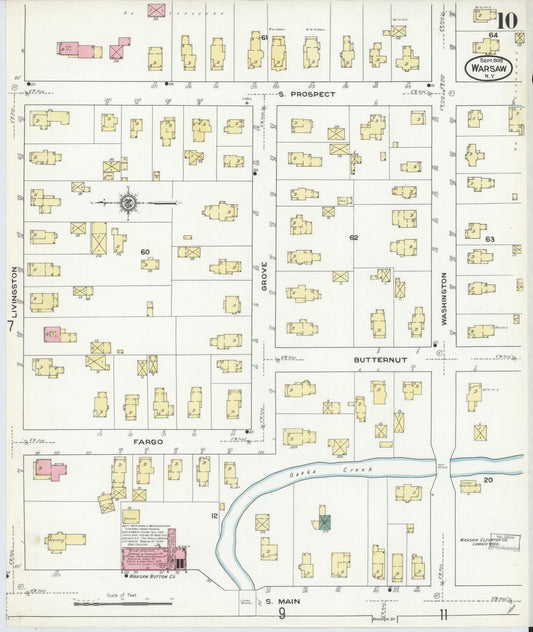 Sanborn Fire Insurance Map from Warsaw, Wyoming County, New York (1909), Sheet #0010 - Historic Sanborn Fire Insurance Map Print, vintage old map wall art, antique decor, genealogy gift, New York New York map