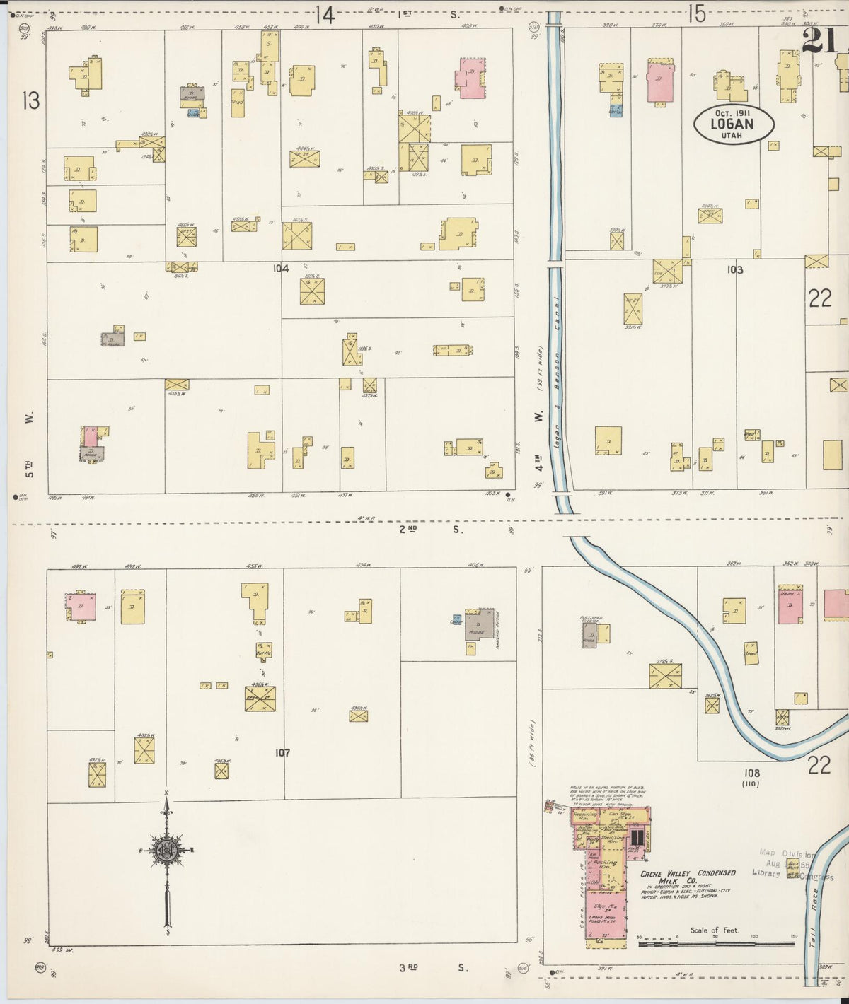 Sanborn Fire Insurance Map from Logan, Cache County, Utah (1911), Sheet #0021 - Historic Sanborn Fire Insurance Map Print, vintage old map wall art, antique decor, genealogy gift, Utah Utah map