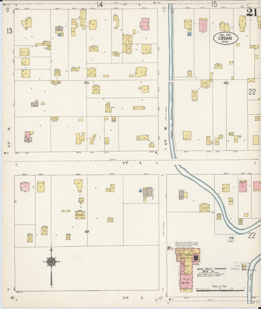 Sanborn Fire Insurance Map from Logan, Cache County, Utah (1911), Sheet #0021 - Historic Sanborn Fire Insurance Map Print, vintage old map wall art, antique decor, genealogy gift, Utah Utah map