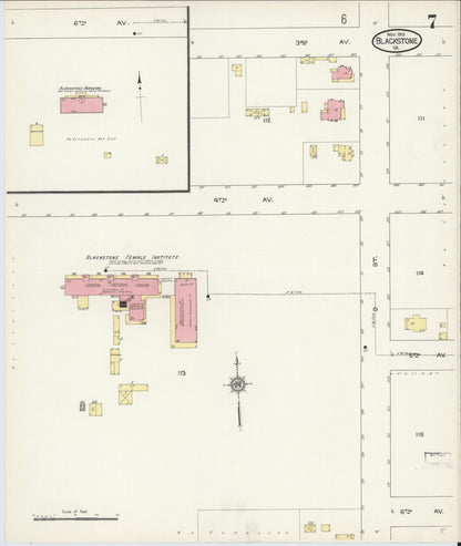 Sanborn Fire Insurance Map from Blackstone, Nottoway County, Virginia (1913), Sheet #0007 - Complete Map Set gallery image, historic Sanborn map, vintage wall art, Virginia Virginia
