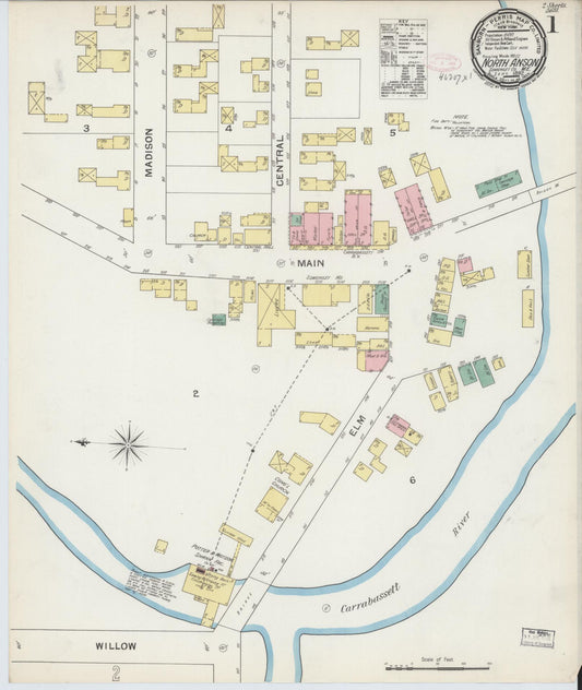 Sanborn Fire Insurance Map from North Anson, Somerset County, Maine (1892), Sheet #0001 - Complete Map Set gallery image, historic Sanborn map, vintage wall art, Maine Maine