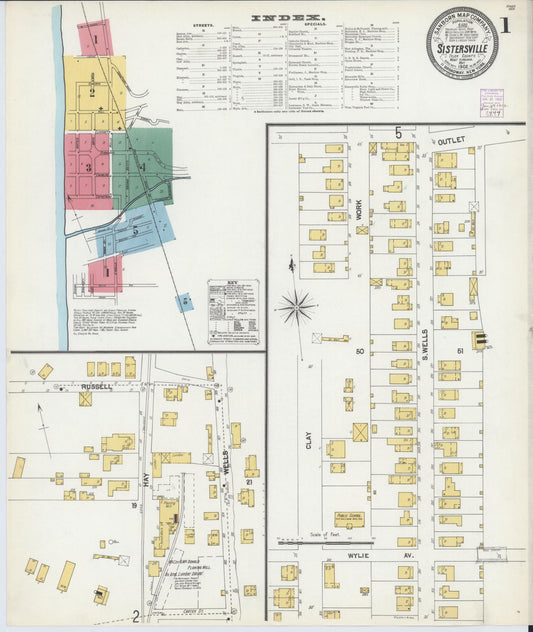 Sanborn Fire Insurance Map from Sistersville, Tyler County, West Virginia (1902), Sheet #0001 - Historic Sanborn Fire Insurance Map Print, vintage old map wall art, antique decor, genealogy gift, West Virginia West Virginia map