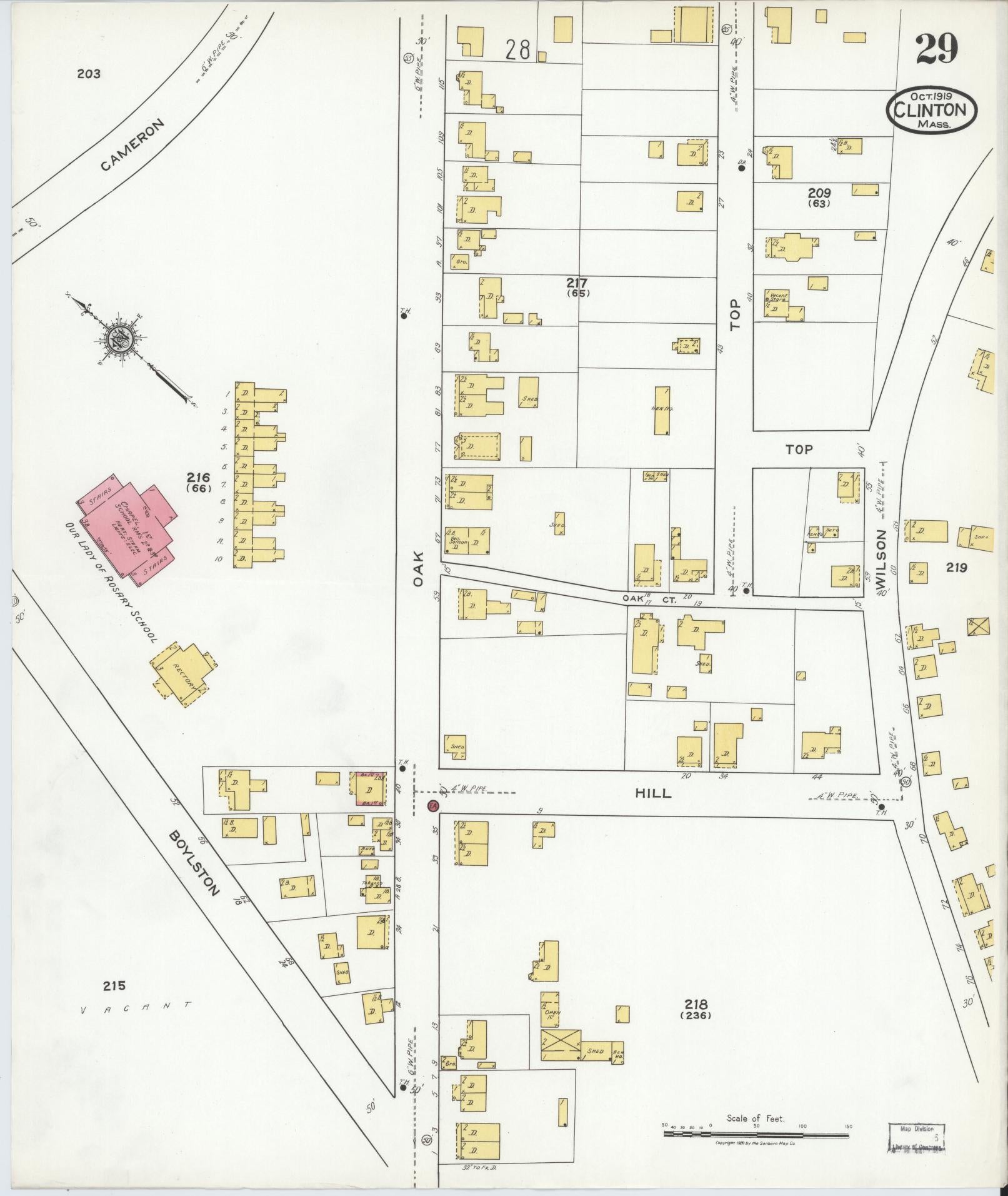 Sanborn Fire Insurance Map from Clinton, Worcester County, Massachusetts (1919), Sheet #0029 - Historic Sanborn Fire Insurance Map Print, vintage old map wall art, antique decor, genealogy gift, Massachusetts Massachusetts map