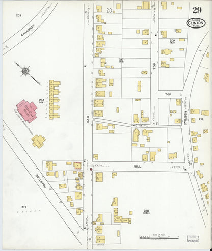 Sanborn Fire Insurance Map from Clinton, Worcester County, Massachusetts (1919), Sheet #0029 - Historic Sanborn Fire Insurance Map Print, vintage old map wall art, antique decor, genealogy gift, Massachusetts Massachusetts map