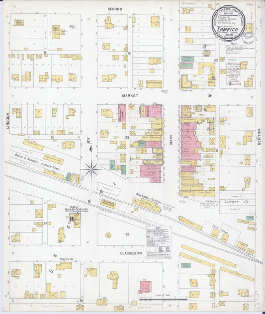 Sanborn Fire Insurance Map from Tampico, Whiteside County, Illinois (1900), Sheet #0001 - Historic Sanborn Fire Insurance Map Print, vintage old map wall art, antique decor, genealogy gift, Illinois Illinois map