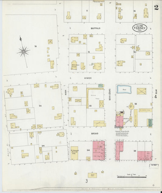Sanborn Fire Insurance Map from Forney, Kaufman County, Texas (1906), Sheet #0002 - Historic Sanborn Fire Insurance Map Print, vintage old map wall art, antique decor, genealogy gift, Texas Texas map