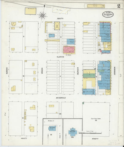 Sanborn Fire Insurance Map from Quanah, Hardeman County, Texas (1904), Sheet #0002 - Complete Map Set gallery image, historic Sanborn map, vintage wall art, Texas Texas