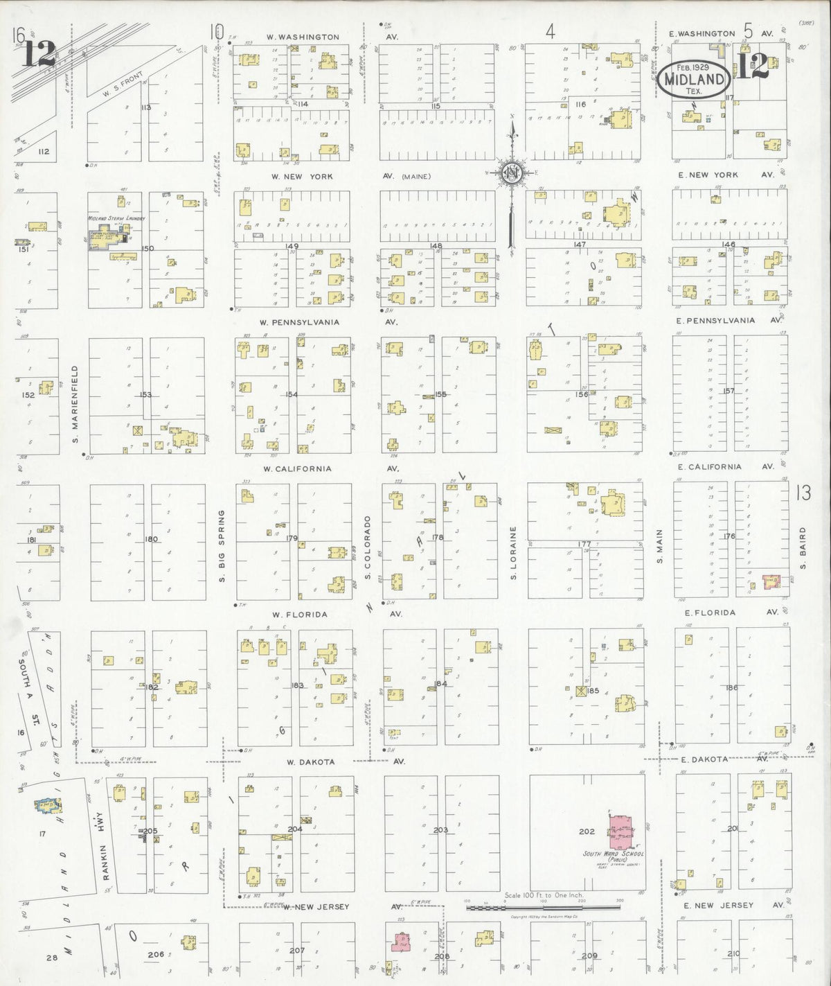 Sanborn Fire Insurance Map from Midland, Midland County, Texas (1929), Sheet #0012 - Historic Sanborn Fire Insurance Map Print, vintage old map wall art, antique decor, genealogy gift, Texas Texas map