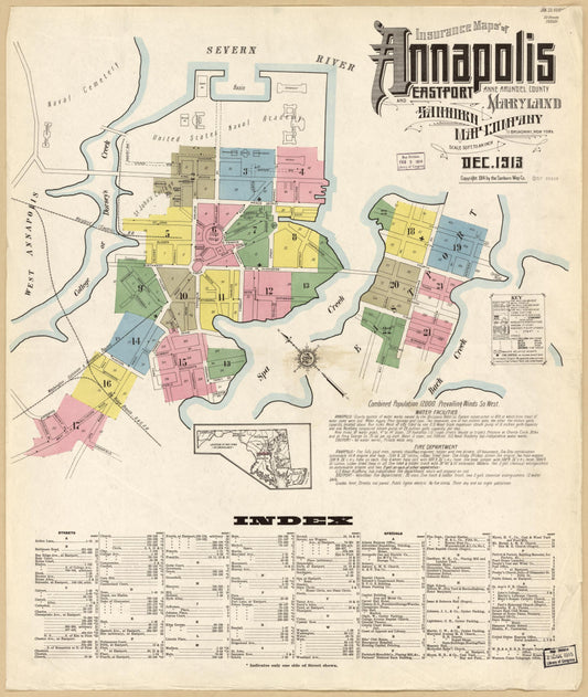 Sanborn Fire Insurance Map from Annapolis, Anne Arundel County, Maryland. (1913) – Historic Sanborn Fire Insurance Map Print