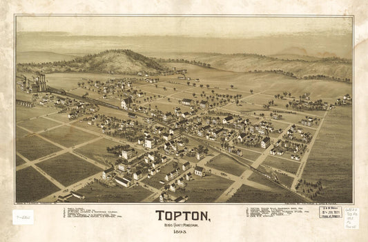 Topton, Berks County, Pennsylvania 1893 (1893) – Historic Bird’s-Eye View Panorama Print