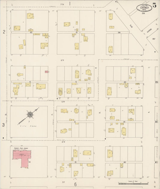 Sanborn Fire Insurance Map from Cheney, Spokane County, Washington (1916), Sheet #0005 - Historic Sanborn Fire Insurance Map Print, vintage old map wall art, antique decor, genealogy gift, Washington Washington map