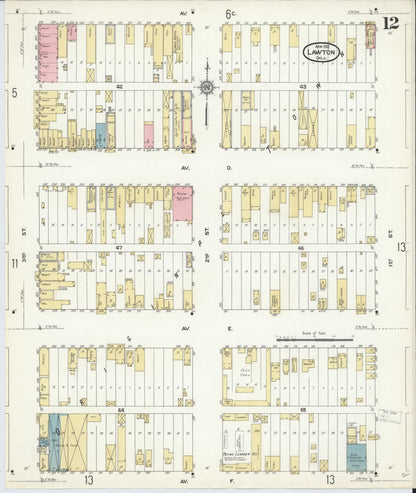 Sanborn Fire Insurance Map from Lawton, Comanche County, Oklahoma (1912), Sheet #0012 - Complete Map Set gallery image, historic Sanborn map, vintage wall art, Oklahoma Oklahoma