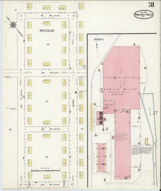 Sanborn Fire Insurance Map from Pawtuxet Valley, Kent and Providence Counties, Rhode Island (1911), Sheet #0031 - Historic Sanborn Fire Insurance Map Print, vintage old map wall art, antique decor, genealogy gift, Washington Washington map