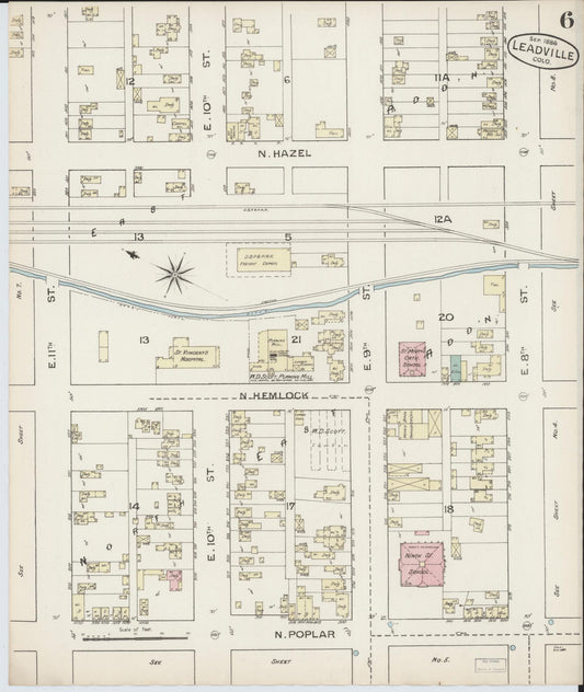 Sanborn Fire Insurance Map from Leadville, Lake County, Colorado (1886), Sheet #0006 - Historic Sanborn Fire Insurance Map Print, vintage old map wall art, antique decor, genealogy gift, Colorado Colorado map