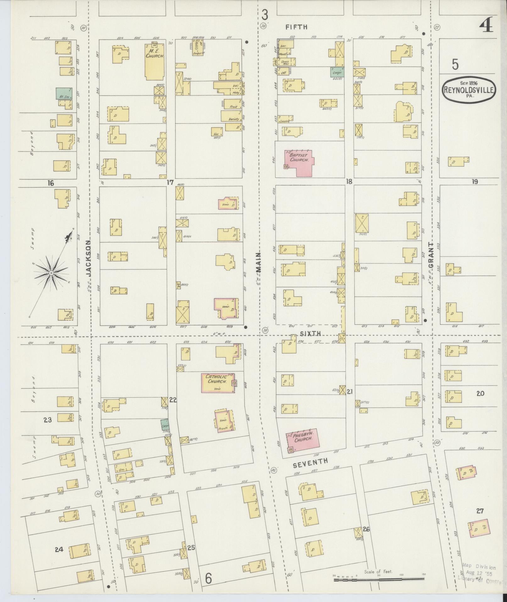 Sanborn Fire Insurance Map from Reynoldsville, Jefferson County, Pennsylvania (1896), Sheet #0004 - Complete Map Set gallery image, historic Sanborn map, vintage wall art, Pennsylvania Pennsylvania