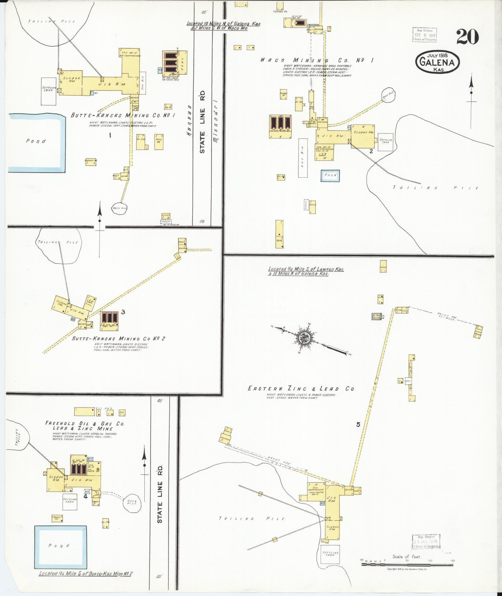 Sanborn Fire Insurance Map from Galena, Cherokee County, Kansas (1918), Sheet #0020 - Historic Sanborn Fire Insurance Map Print, vintage old map wall art, antique decor, genealogy gift, Kansas Kansas map