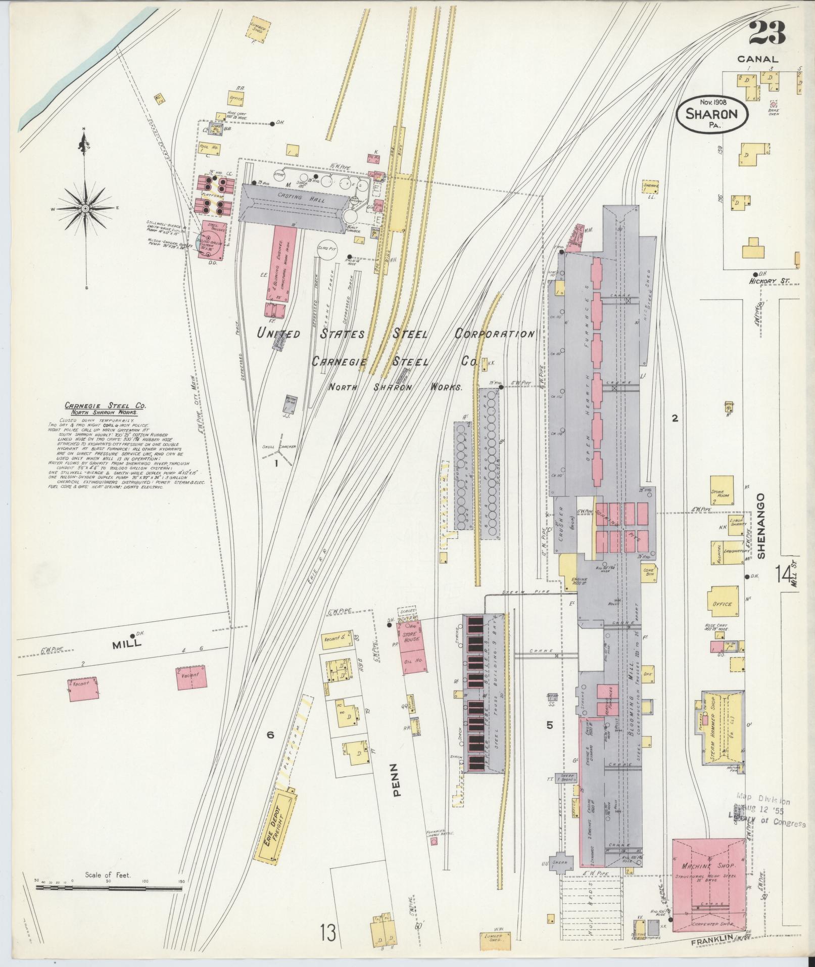 Sanborn Fire Insurance Map from Sharon, Mercer County, Pennsylvania (1908), Sheet #0023 - Complete Map Set gallery image, historic Sanborn map, vintage wall art, Pennsylvania Pennsylvania