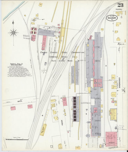 Sanborn Fire Insurance Map from Sharon, Mercer County, Pennsylvania (1908), Sheet #0023 - Complete Map Set gallery image, historic Sanborn map, vintage wall art, Pennsylvania Pennsylvania