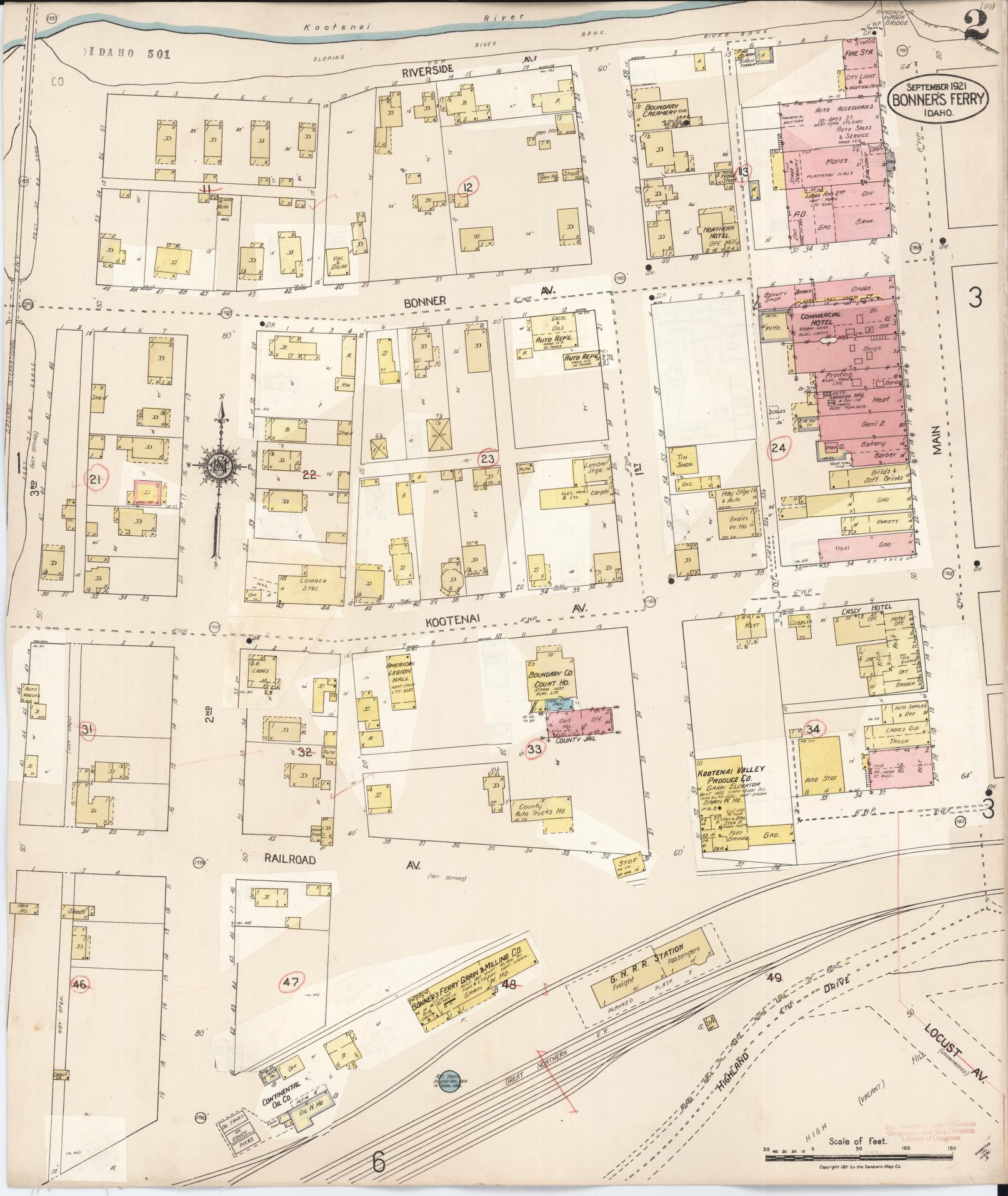 Sanborn Fire Insurance Map from Bonners Ferry, Boundary County, Idaho (1930), Sheet #0002 - Complete Map Set gallery image, historic Sanborn map, vintage wall art, Idaho Idaho