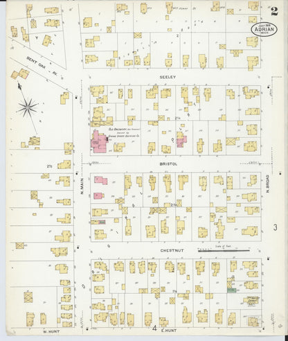 Sanborn Fire Insurance Map from Adrian, Lenawee County, Michigan (1908), Sheet #0002 - Complete Map Set gallery image, historic Sanborn map, vintage wall art, Michigan Michigan