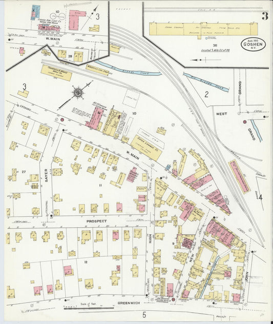 Sanborn Fire Insurance Map from Goshen, Orange County, New York (1910), Sheet #0003 - Historic Sanborn Fire Insurance Map Print, vintage old map wall art, antique decor, genealogy gift, New York New York map