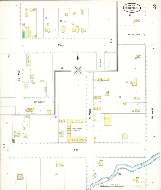 Sanborn Fire Insurance Map from Montpelier, Bear Lake County, Idaho (1900), Sheet #0003 - Historic Sanborn Fire Insurance Map Print, vintage old map wall art, antique decor, genealogy gift, Idaho Idaho map