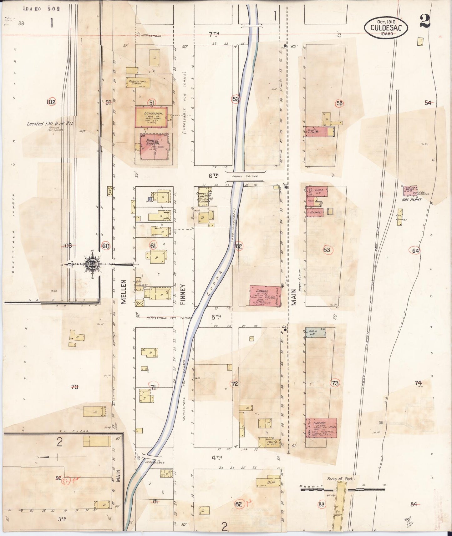 Sanborn Fire Insurance Map from Culdesac, Nez Perce County, Idaho (1929), Sheet #0002 - Complete Map Set gallery image, historic Sanborn map, vintage wall art, Idaho Idaho