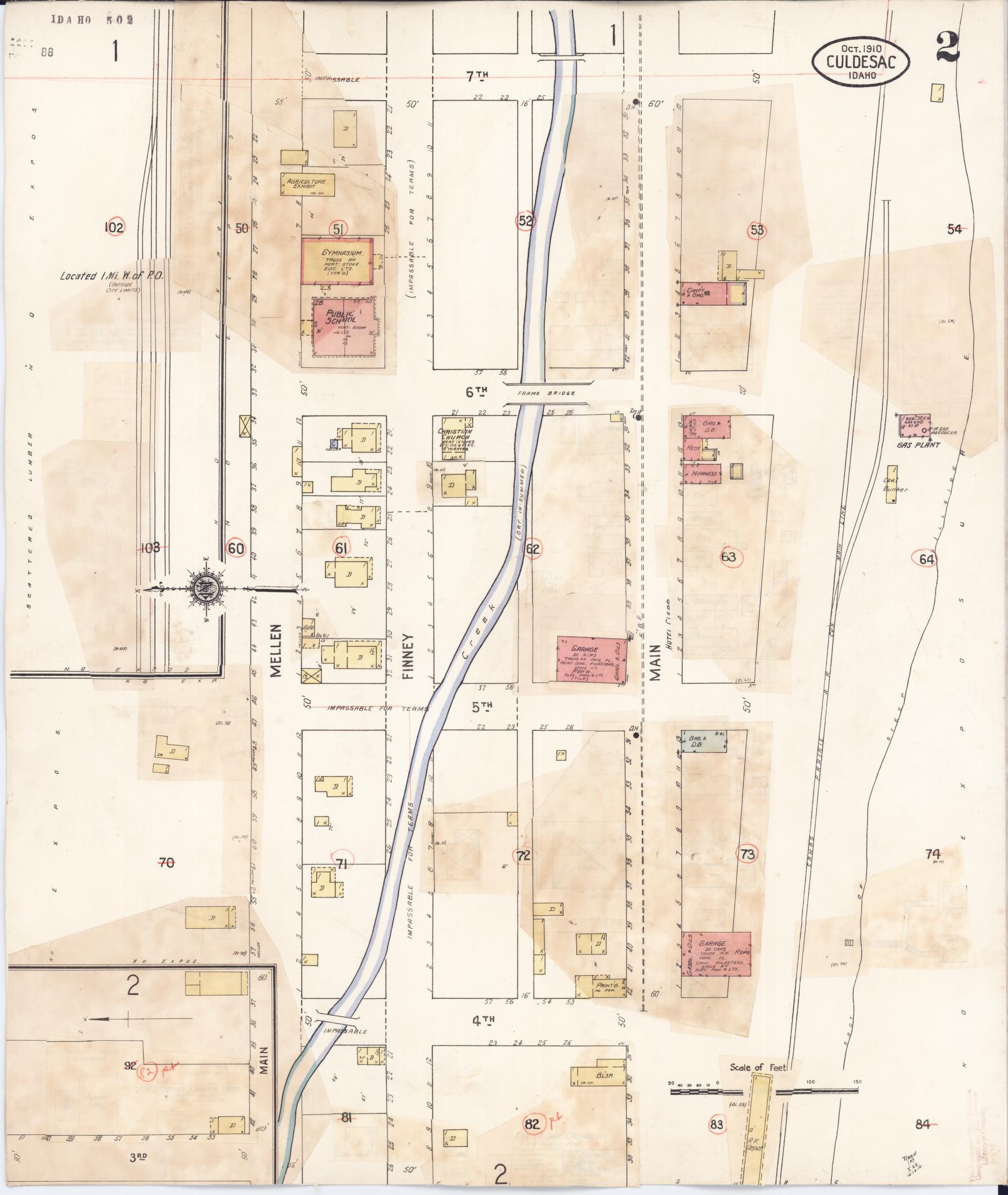 Sanborn Fire Insurance Map from Culdesac, Nez Perce County, Idaho (1929), Sheet #0002 - Complete Map Set gallery image, historic Sanborn map, vintage wall art, Idaho Idaho