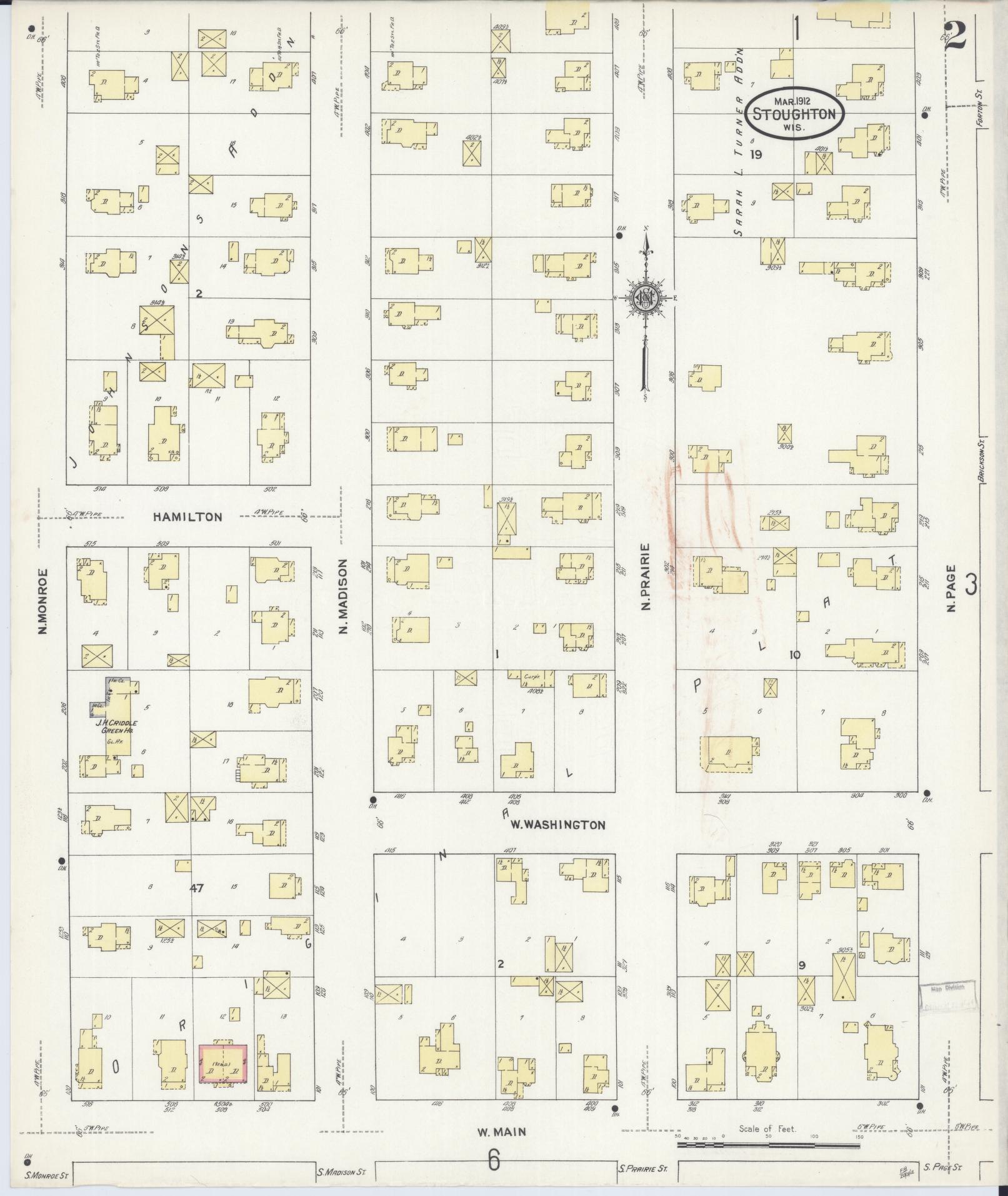 Sanborn Fire Insurance Map from Stoughton, Dane County, Wisconsin (1912), Sheet #0002 - Complete Map Set gallery image, historic Sanborn map, vintage wall art, Wisconsin Wisconsin