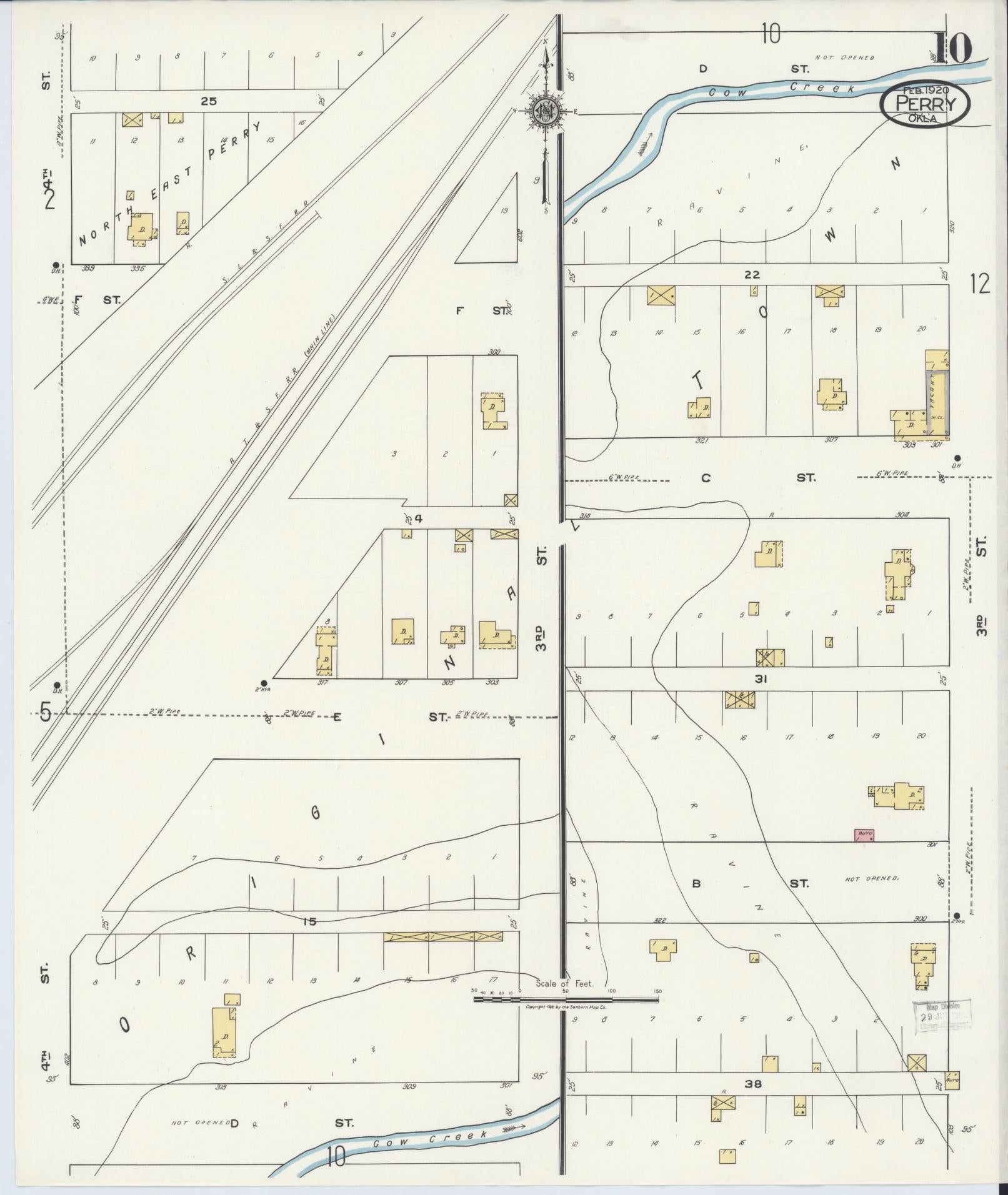 Sanborn Fire Insurance Map from Perry, Noble County, Oklahoma (1920), Sheet #0010 - Complete Map Set gallery image, historic Sanborn map, vintage wall art, Oklahoma Oklahoma