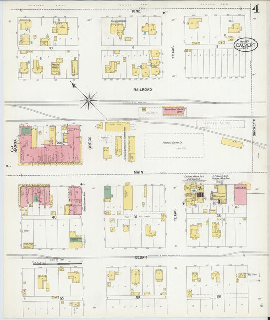 Sanborn Fire Insurance Map from Calvert, Robertson County, Texas (1901), Sheet #0004 - Historic Sanborn Fire Insurance Map Print, vintage old map wall art, antique decor, genealogy gift, Texas Texas map