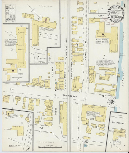 Sanborn Fire Insurance Map from Old Orchard, York County, Maine (1895), Sheet #0001 - Historic Sanborn Fire Insurance Map Print, vintage old map wall art, antique decor, genealogy gift, Maine Maine map