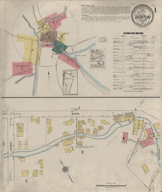 Sanborn Fire Insurance Map from Barton, Orleans County, Vermont (1922), Sheet #0001 - Complete Map Set gallery image, historic Sanborn map, vintage wall art, Vermont Vermont